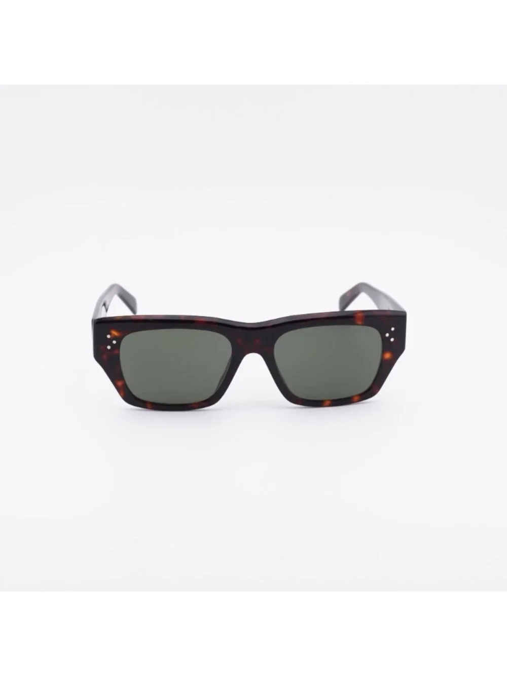 Celine CL40297U 52N Sunglasses Havana Square Frame, Green Lenses